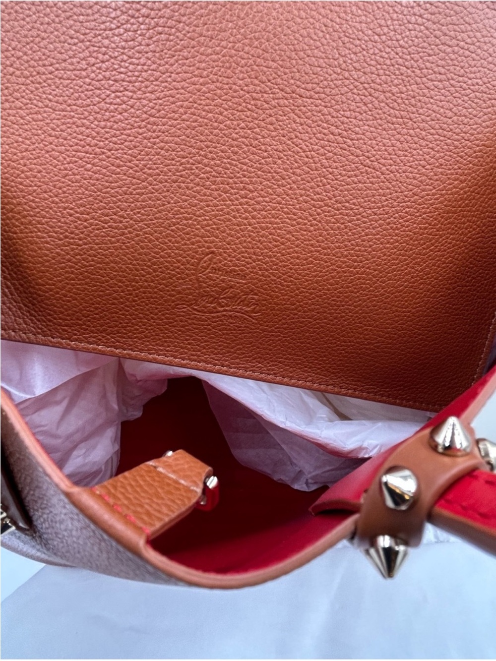 Christian Louboutin Cabata Brown Leather Tote with Red Interior - Picture 11 of 16